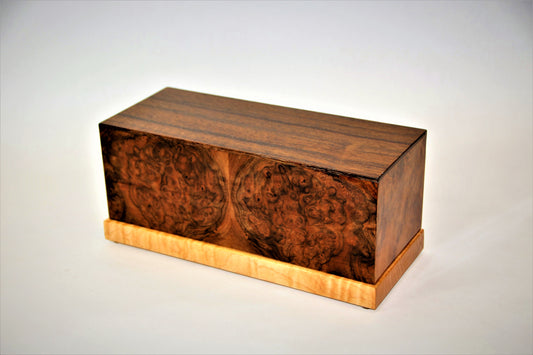 Honduran Rosewood, Walnut and Maple with High Gloss Polished finish vintage wood urn